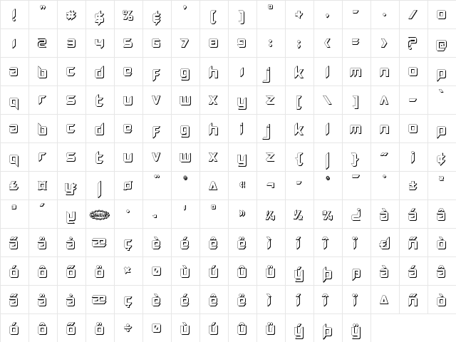 Hollow Point 3D Regular  glyph index