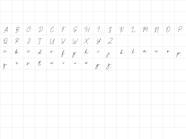 Brittney Signature Regular  glyph index