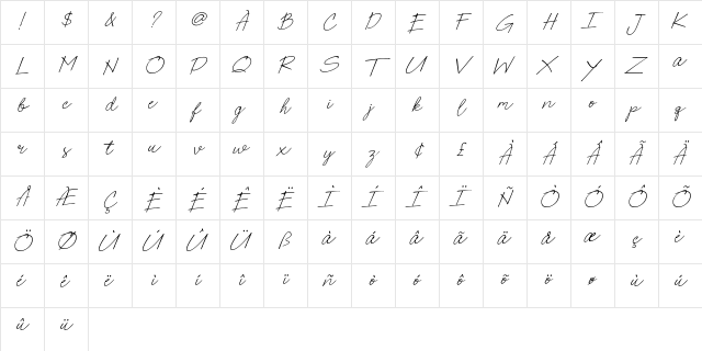 Poems & Pens Bold Italic Bold Italic  glyph index