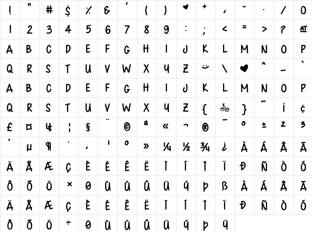 ChunksterJamz Medium  glyph index