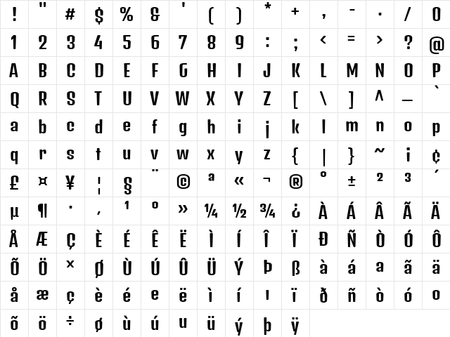 Denk One Regular  glyph index