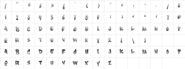Canvas Shade Regular  glyph index