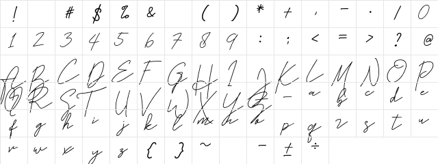 Stephani Regular  glyph index