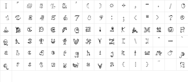 Halloween Match Regular  glyph index