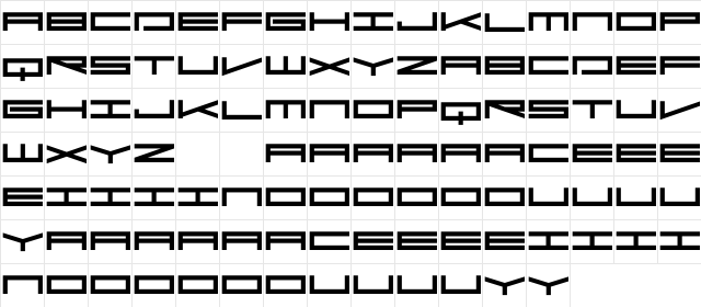 Steelbase Regular  glyph index