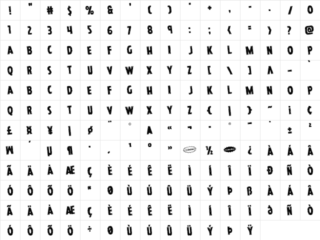 Hanging Tree Rotated Regular  glyph index