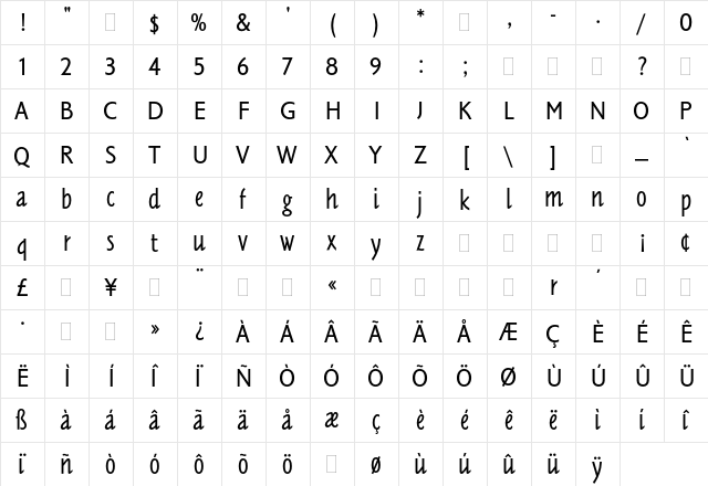 Tannhauser Plain  glyph index