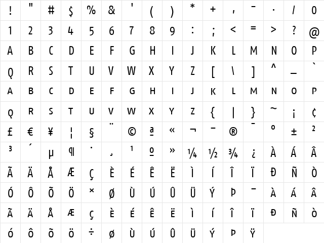 FagoCoLf Regular  glyph index