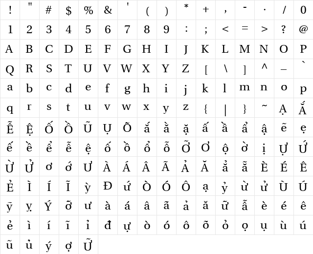 UHo੠1.1 Regular  glyph index