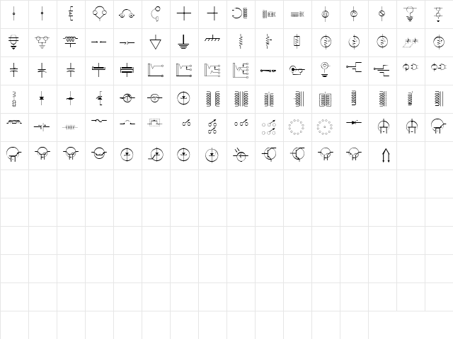 LMS_Elec Regular  glyph index
