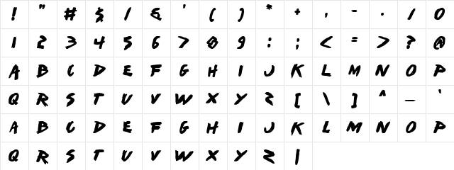 I Want My TTR! (Bold) Bold  glyph index