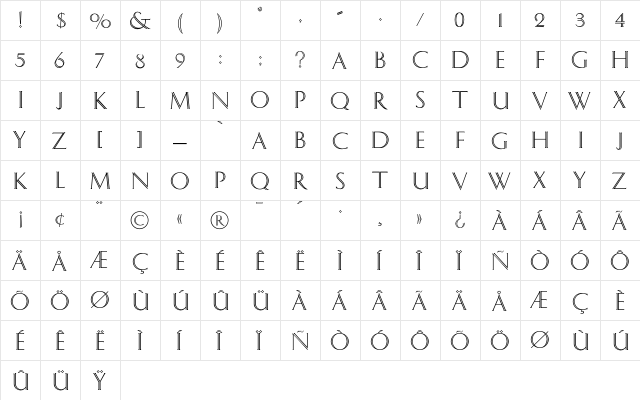Delphian CG Regular  glyph index