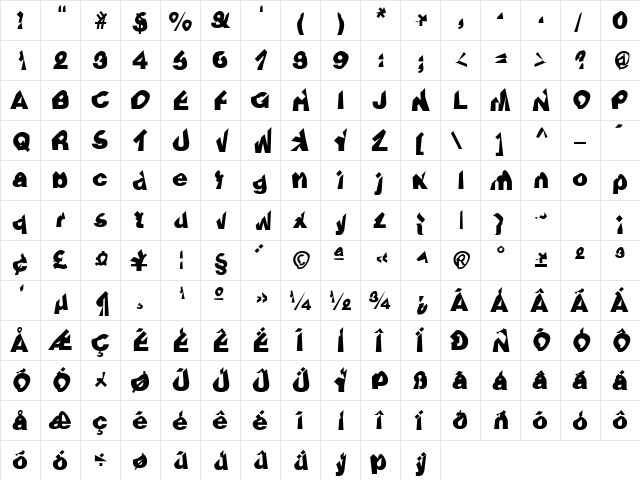 Hammer Black  glyph index