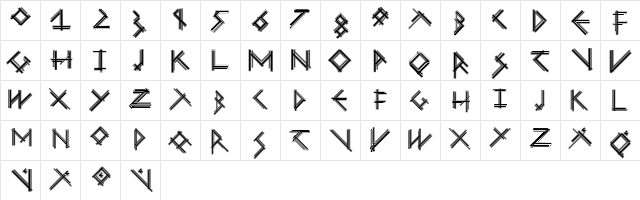 MouseStrokesCont Regular  glyph index