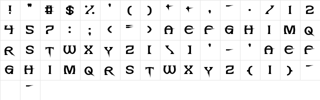 Jesus Frank Regular  glyph index