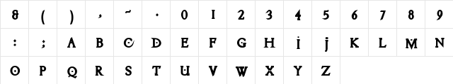 City Tom Cat Regular  glyph index