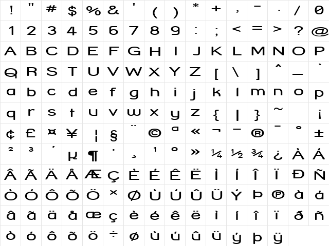 Street Corner Extend Regular  glyph index