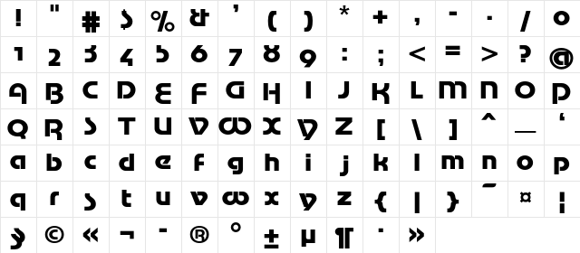 MotterTekturaC Regular  glyph index