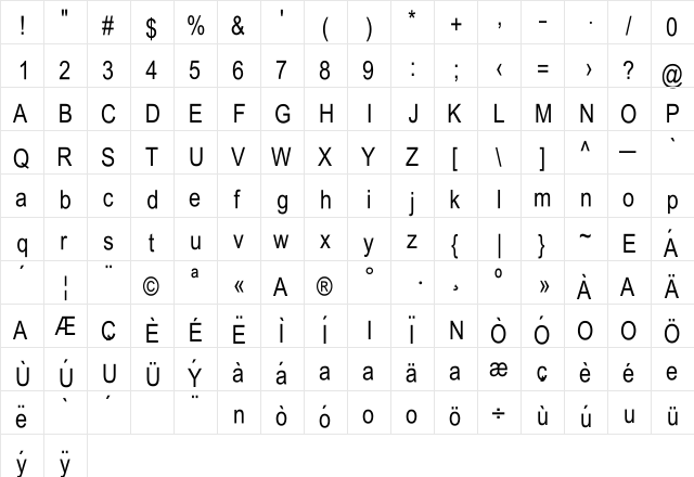 Uyghur Tuz Unicode Regular  glyph index