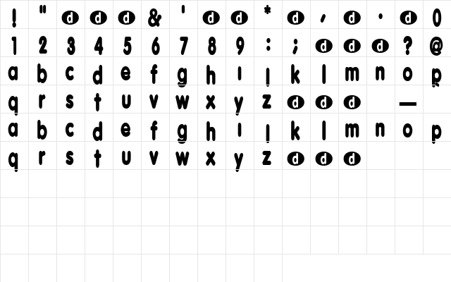 HotStuff Regular  glyph index