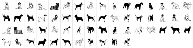 HundeDogsChiens Regular  glyph index