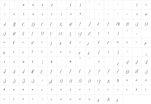 Morelove Regular  glyph index