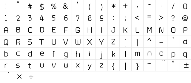 Kanna-W4 Regular  glyph index
