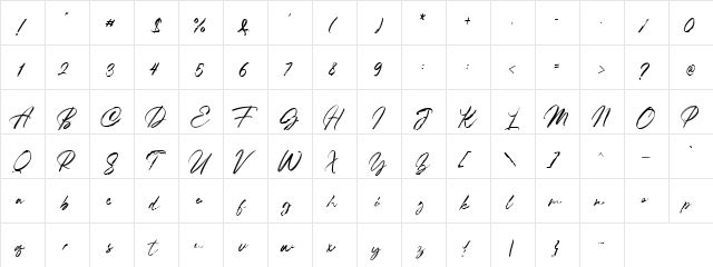 Compania DEMO Regular  glyph index