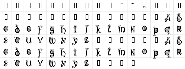 Trueheart Condensed Condensed  glyph index