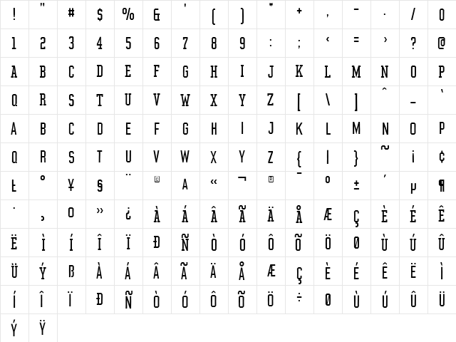 Graphium Light  glyph index