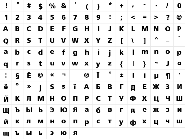 Foreigner-Bold Bold  glyph index