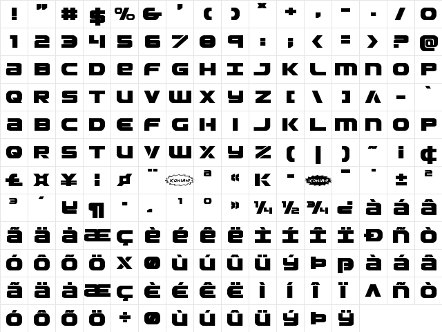 Ozda Expanded Expanded  glyph index