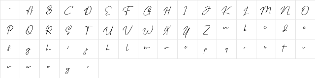 Barden Belley Regular  glyph index