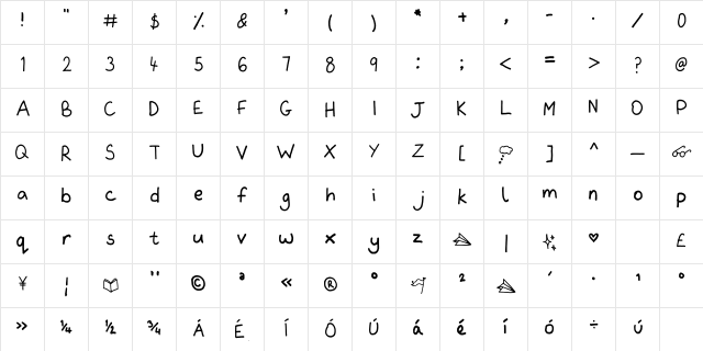 Frawley Regular  glyph index