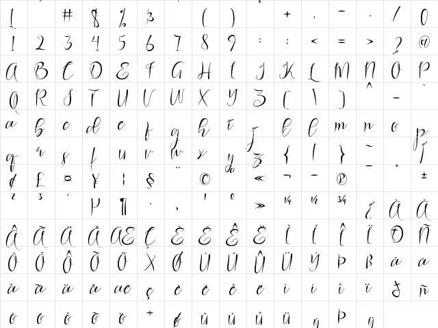 hello valentine Regular  glyph index