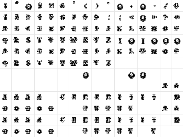 High Moon Regular  glyph index
