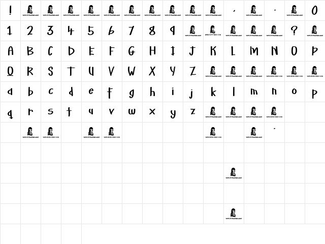 Martian Vacation Regular  glyph index