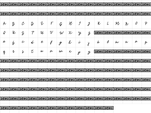 Mr. Monty Regular  glyph index