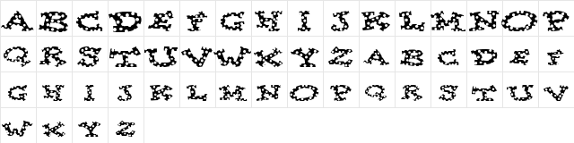Spotty Font Regular  glyph index