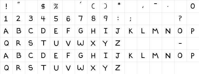 DILBERTFONT2 Regular  glyph index