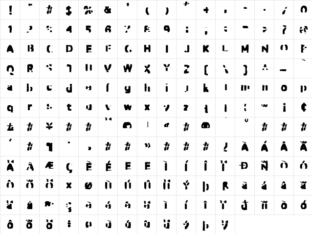 Dirty Four  glyph index