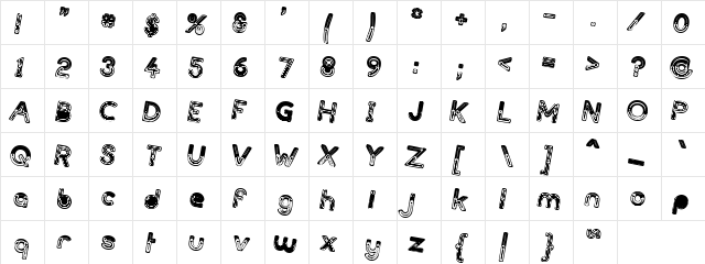 Garage II Regular  glyph index