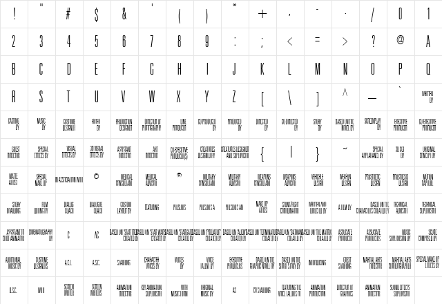 Universal Accreditation Regular  glyph index