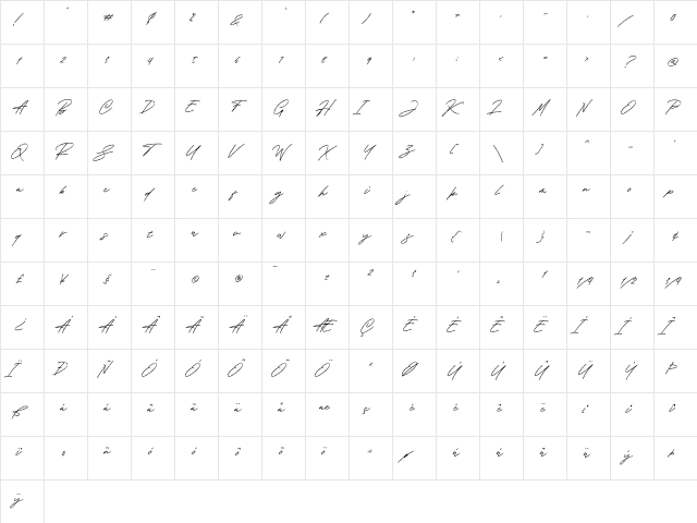 The Broadband Personal Use Regular  glyph index