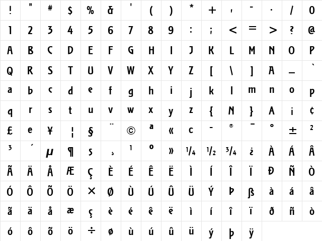 Stoclet ITC Bold  glyph index