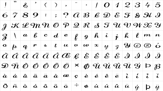 FZ SCRIPT 22 EX Normal  glyph index