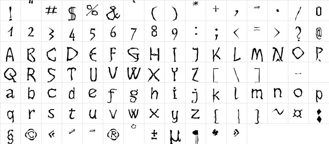 Dikovina Regular  glyph index