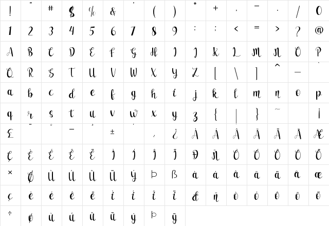 Love Roulette Regular  glyph index