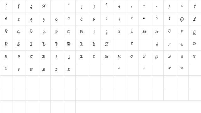 Died Medium  glyph index