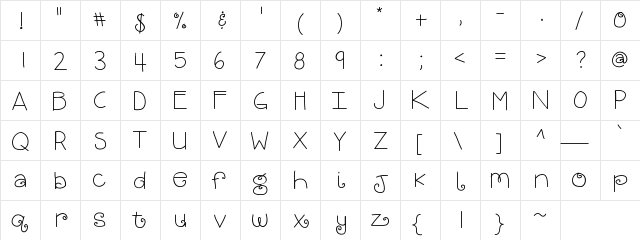 KBBrightandMerry Medium  glyph index
